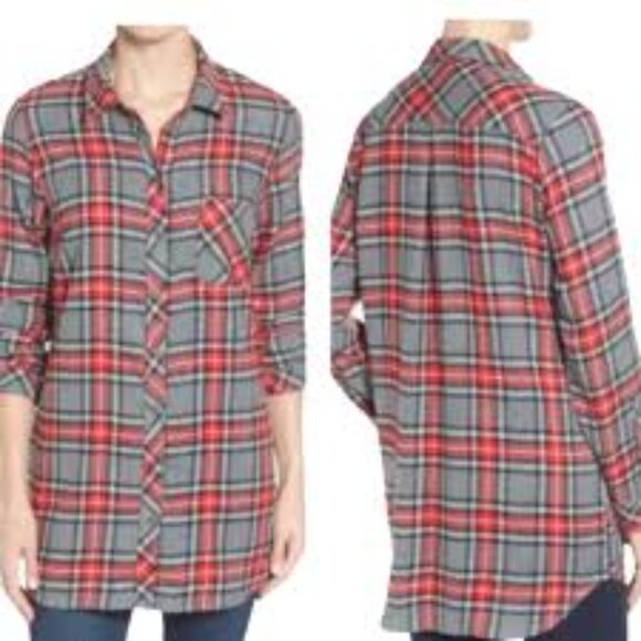 KUT from the Kloth Long Sleeve Plaid Flannel Button Down Shirt - Picture 1 of 13